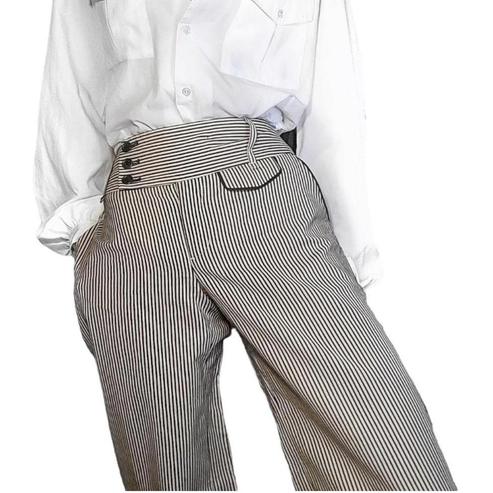 WIDE LEG BROWN AND CREAM STRIPED DRESS PANTS